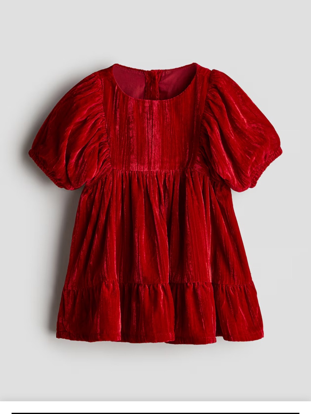 H&M Velvet Puff Sleeve Dress in Vibrant Red 18m